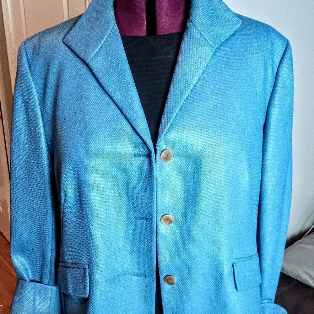 Jones New York Light Blue Hopsack Blazer